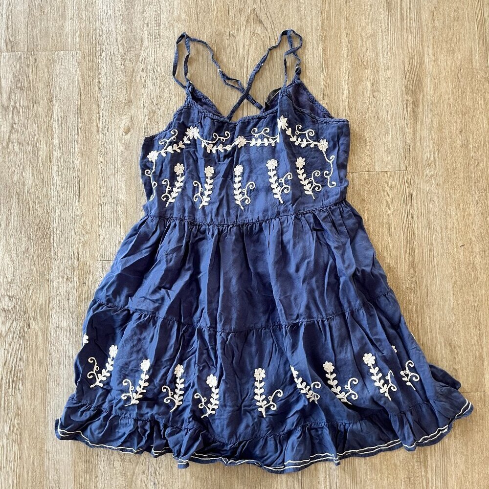 Womens Indian Tropical Blue Printed Mini Dress - L
